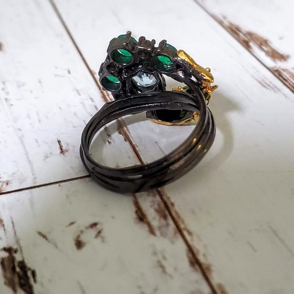 Goldfish in Pond Life Sterling & 14 kt Ring - Picture 7 of 9